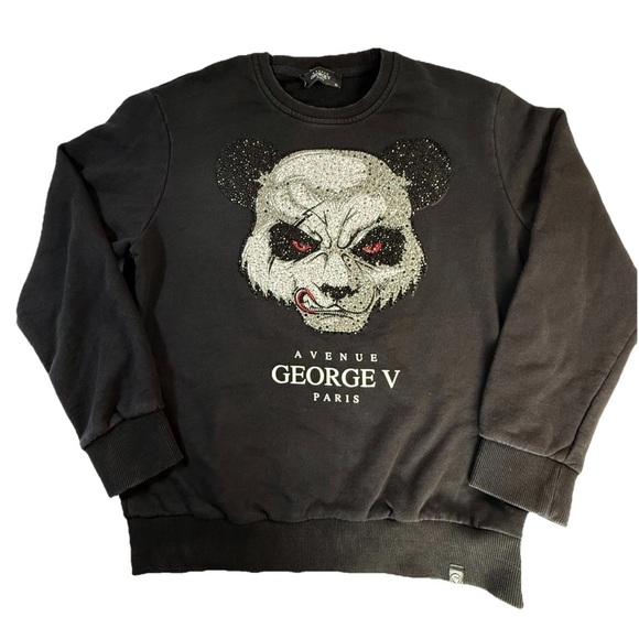 George Other - Avenue George V Paris Wicked Panda Rhinestone Long Sleeve Sweatshirt Men’s XL